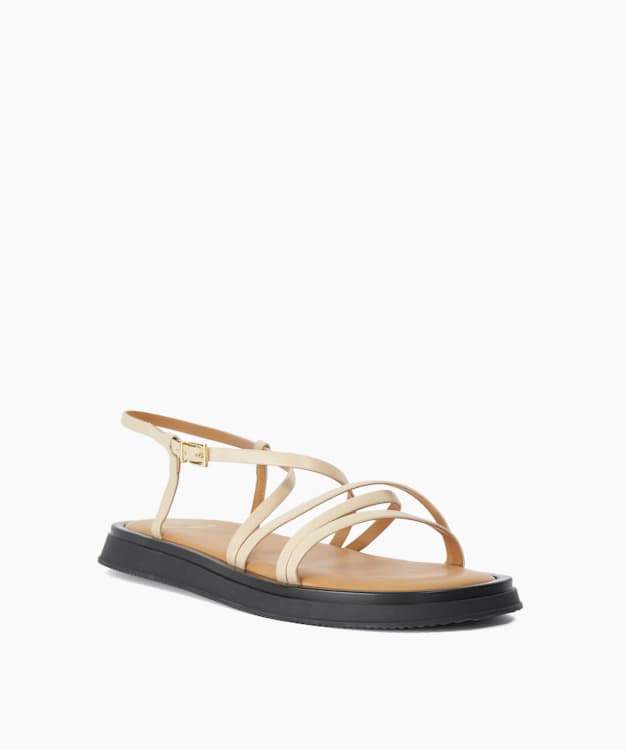 Laia Ecru - Padded Sole Strappy Sandals
