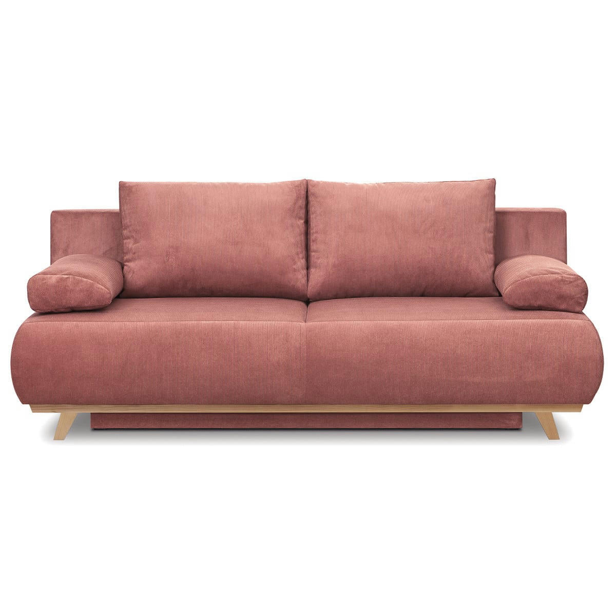 LARIA - Canapé convertible 3 places en velours fines côtes terracotta