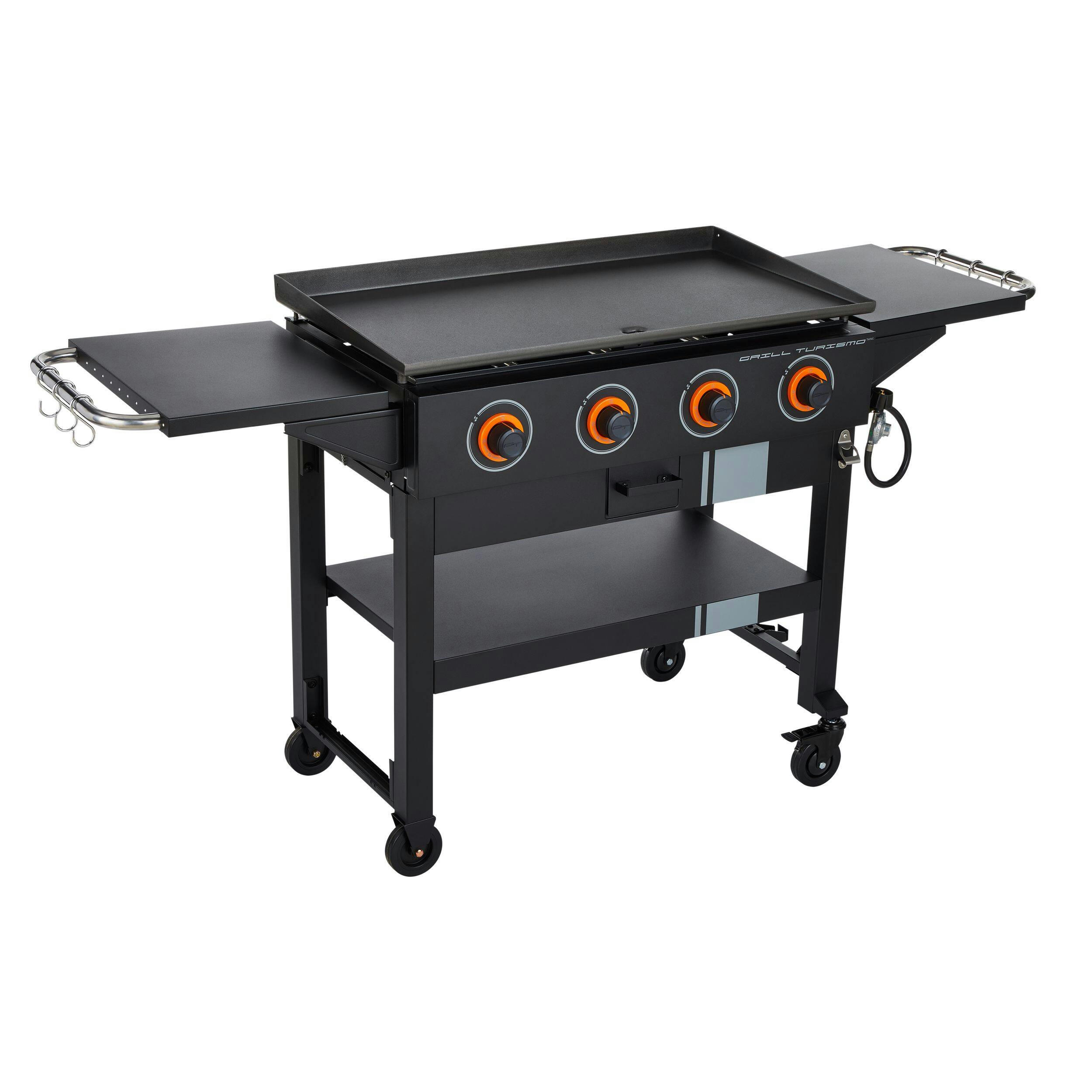 MASTER Chef G70220 Grill Turismo Stainless Steel 4-Burner Propane Gas Griddle with Side Shelves