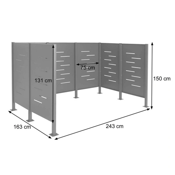 Mülltonnen-Zaun »MVG-J55«, BxHxT: 243 x 150 x 163 cm, Metall
