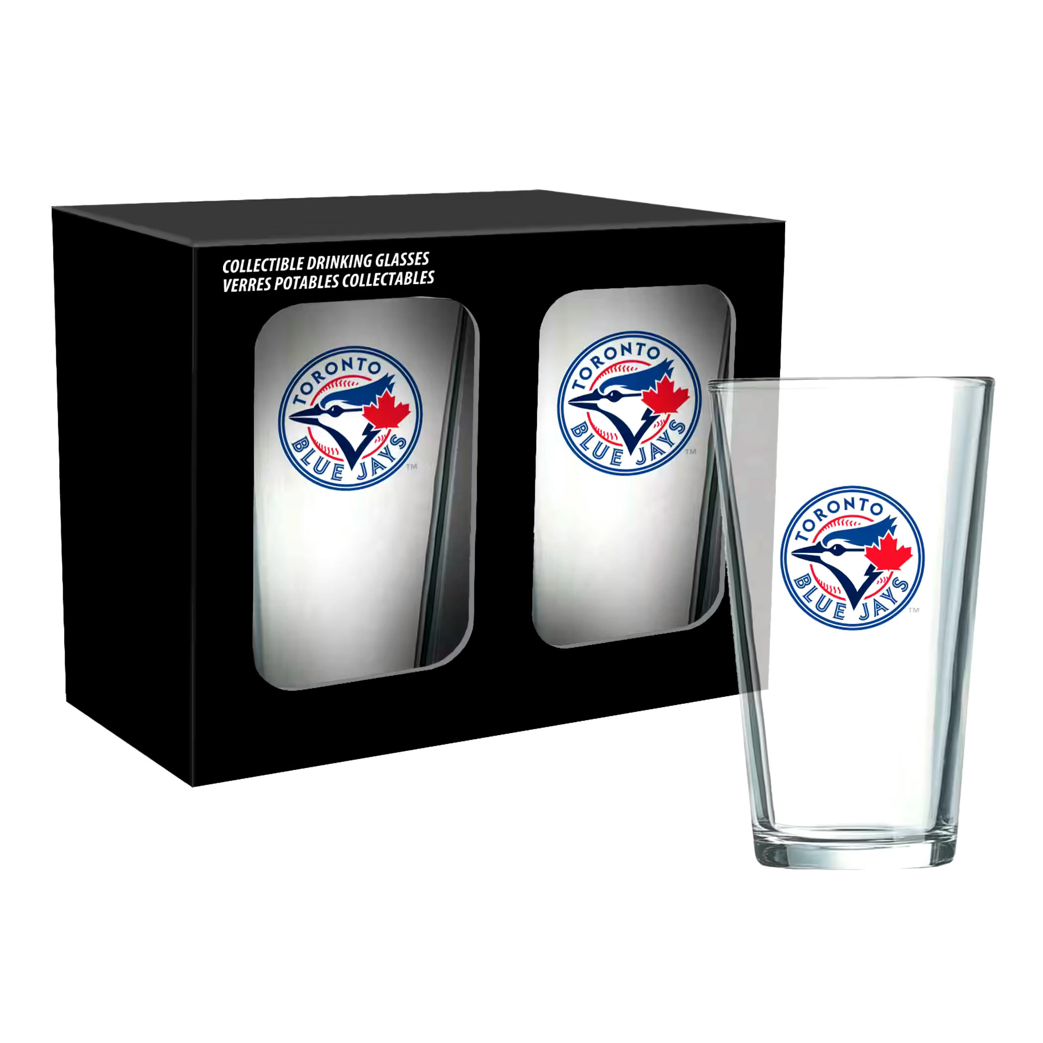 Toronto Blue Jays Pint Drinking Glass Set For MLB Baseball Fans/Collectors, 16-oz, 2-pk