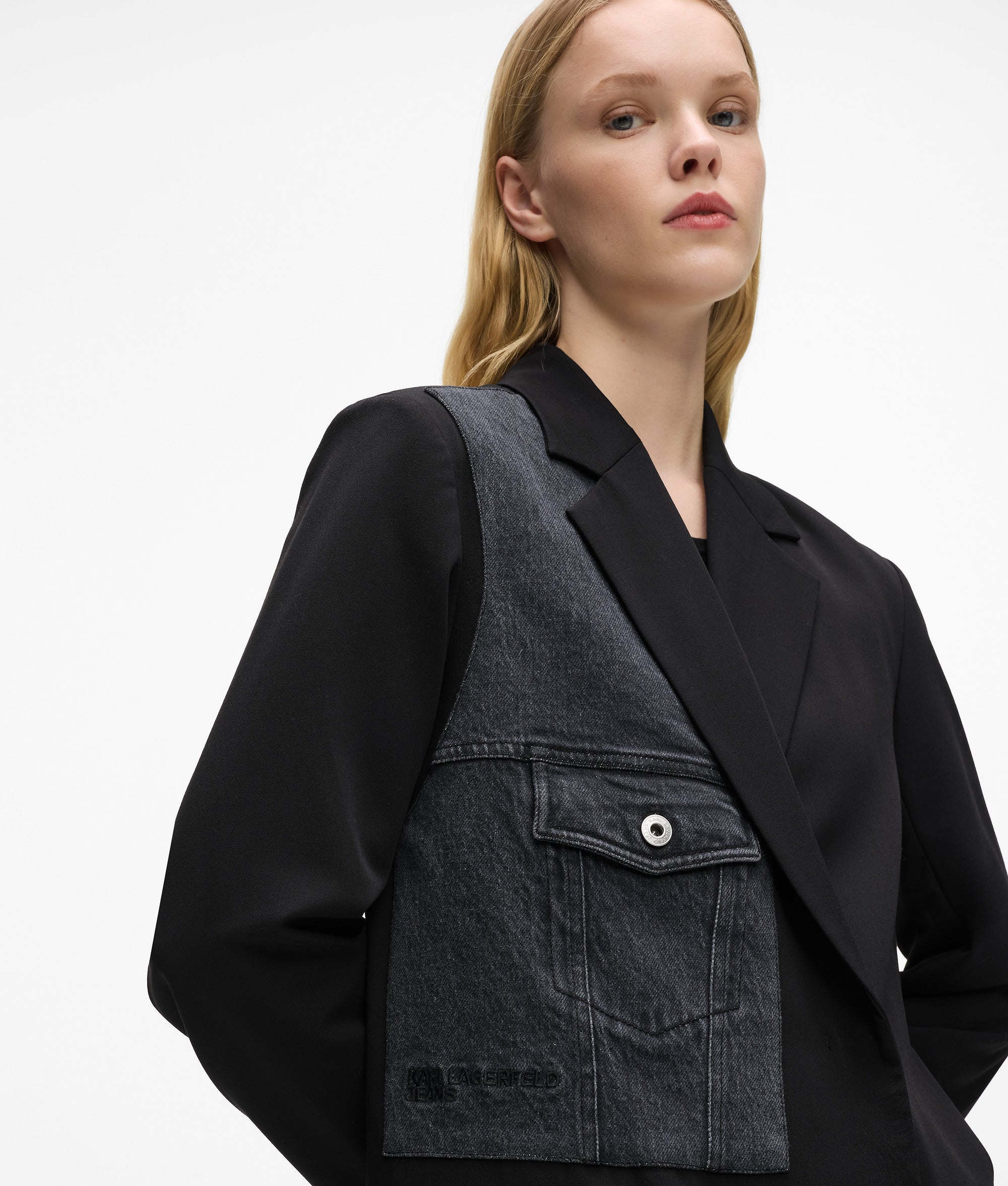 Blazer avec empiècement en denim