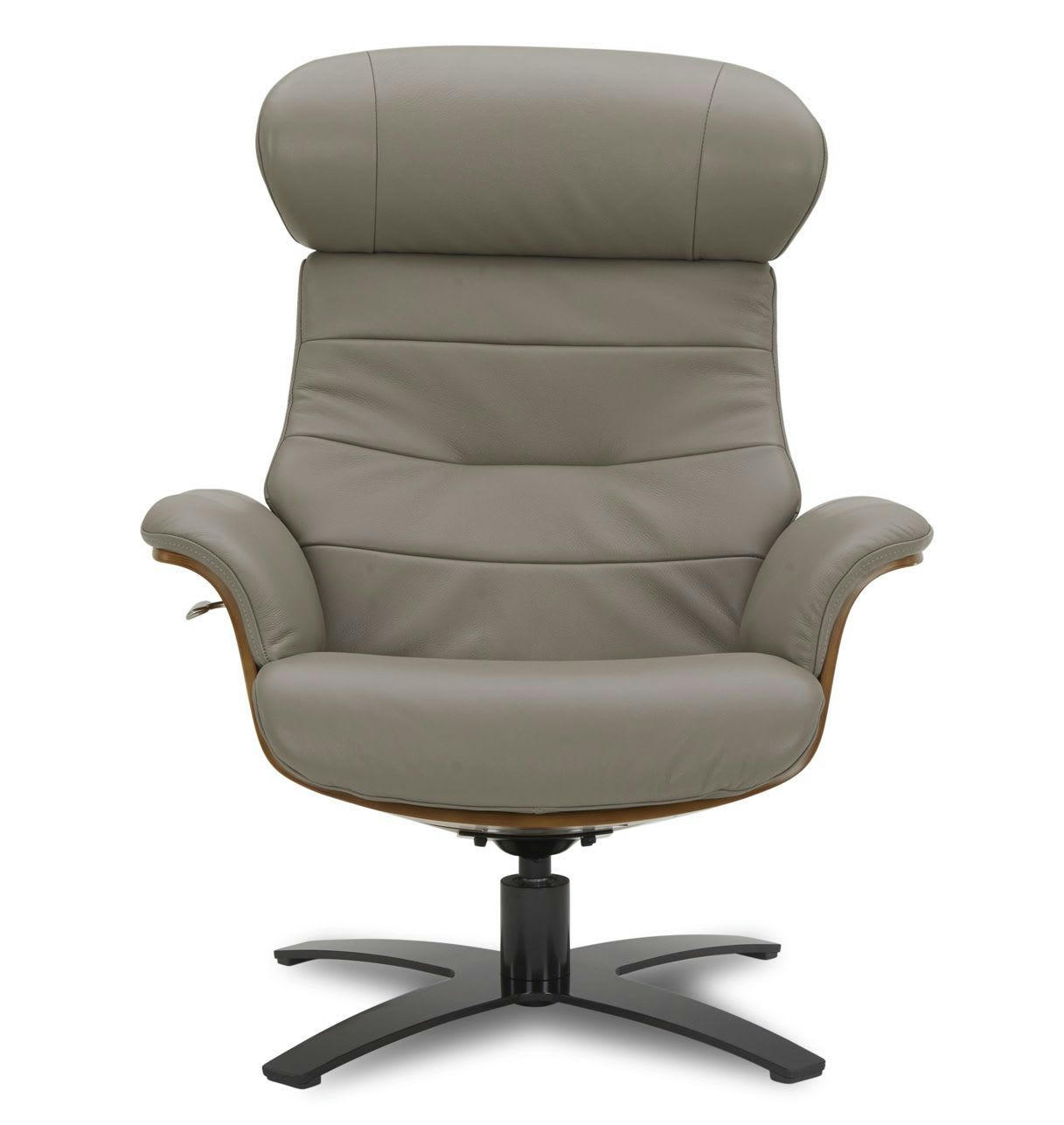 VÉGA - Fauteuil en cuir et bois chêne naturel - Cuir Taupe