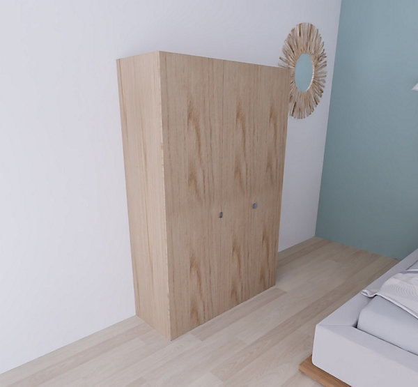 Armoire bicolore double penderie 2 tiroirs GoodHome Atomia H. 187,5 x L. 125 x P. 45 cm