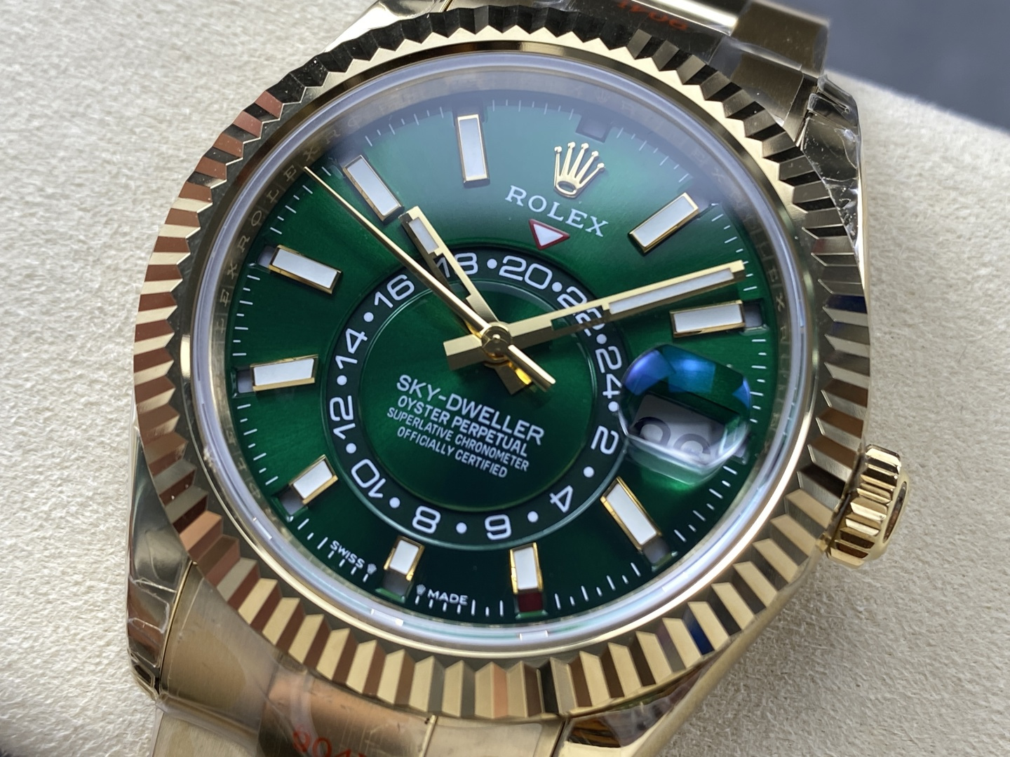 Rolex Sky-Dweller YG Plated Green Dial 42mm Oyster Super Clone