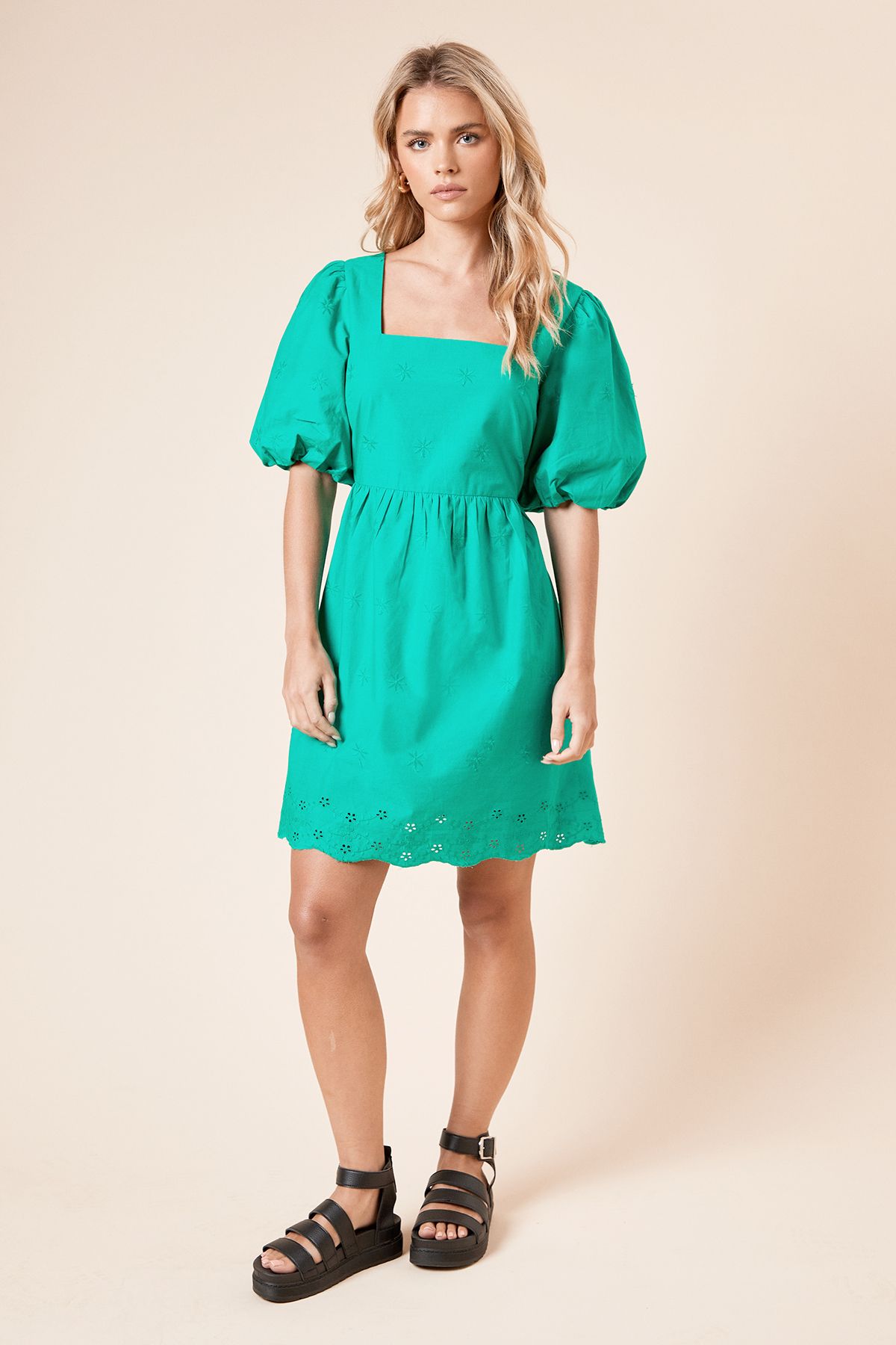 Dorothy Perkins Petite Embroidered Square Neck Mini dress
