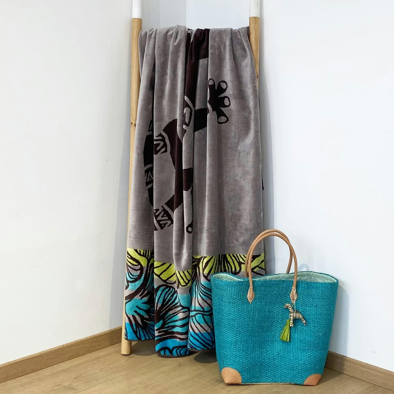 PLAGE - Serviette de plage éponge velours Jacquard ILazare 140x180