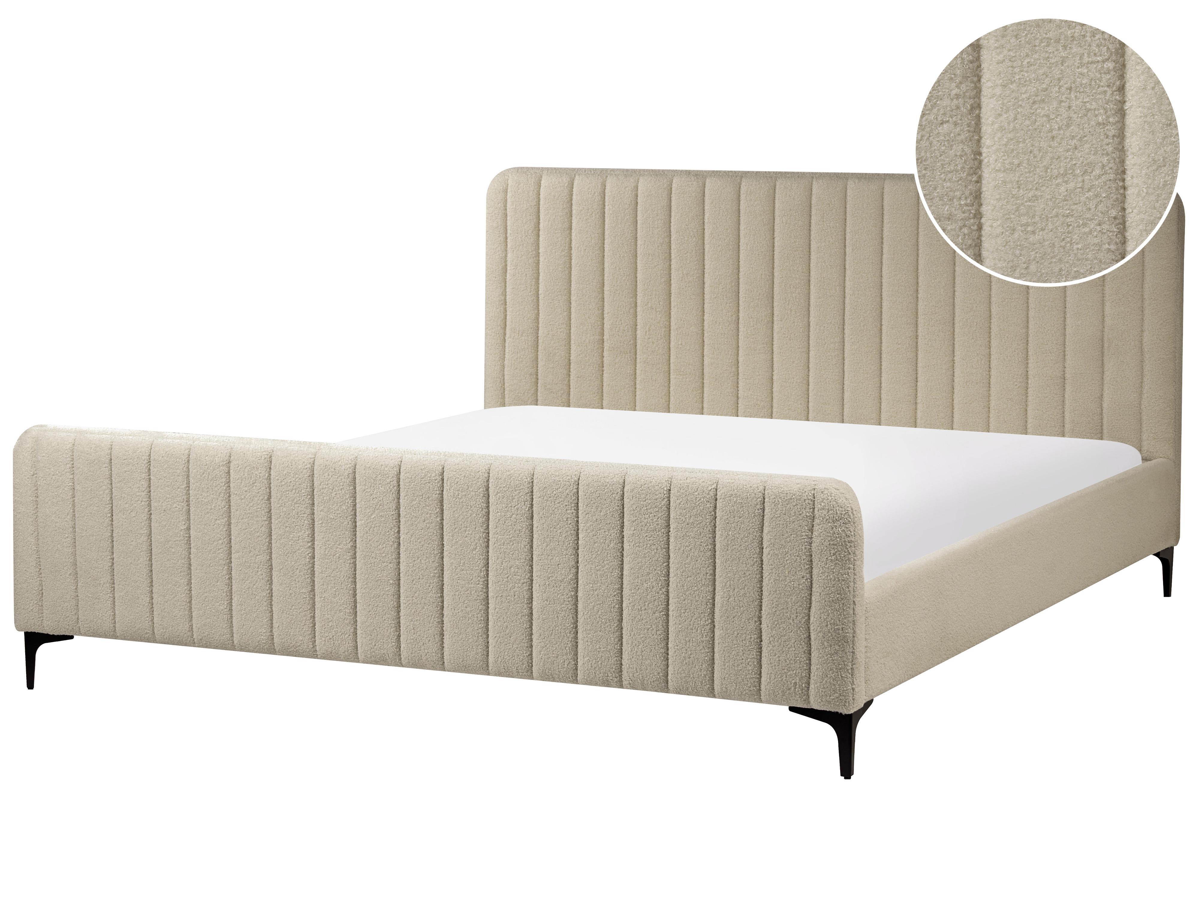 Bed Boucle LUNAN 180 x 200 cm (EU Super King) Beige
