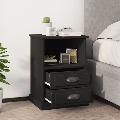NNEVL Bedside Cabinets 2 pcs Black 43x36x60 cm