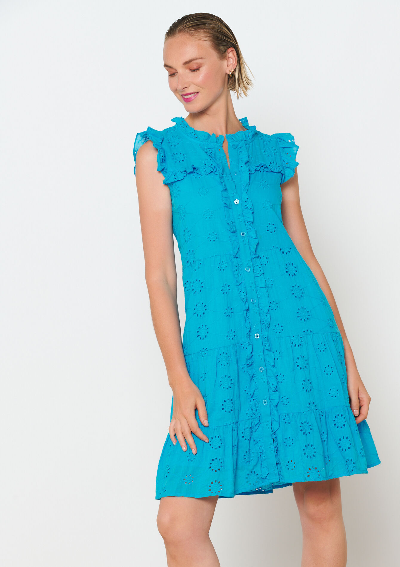 Jurk met broderie anglaise