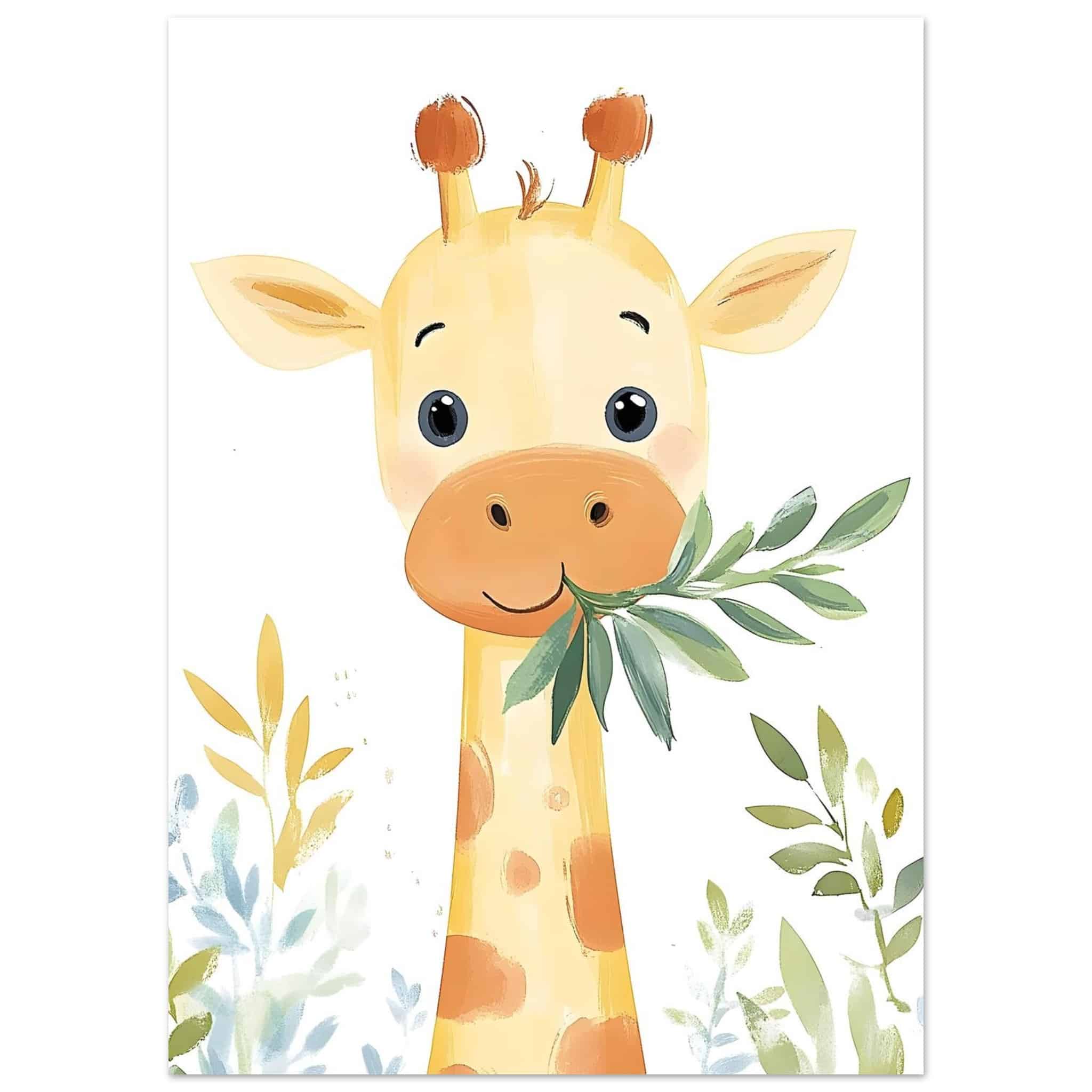 Artfulprints Poster Tropische giraffe  - 50x70 cm - Geel