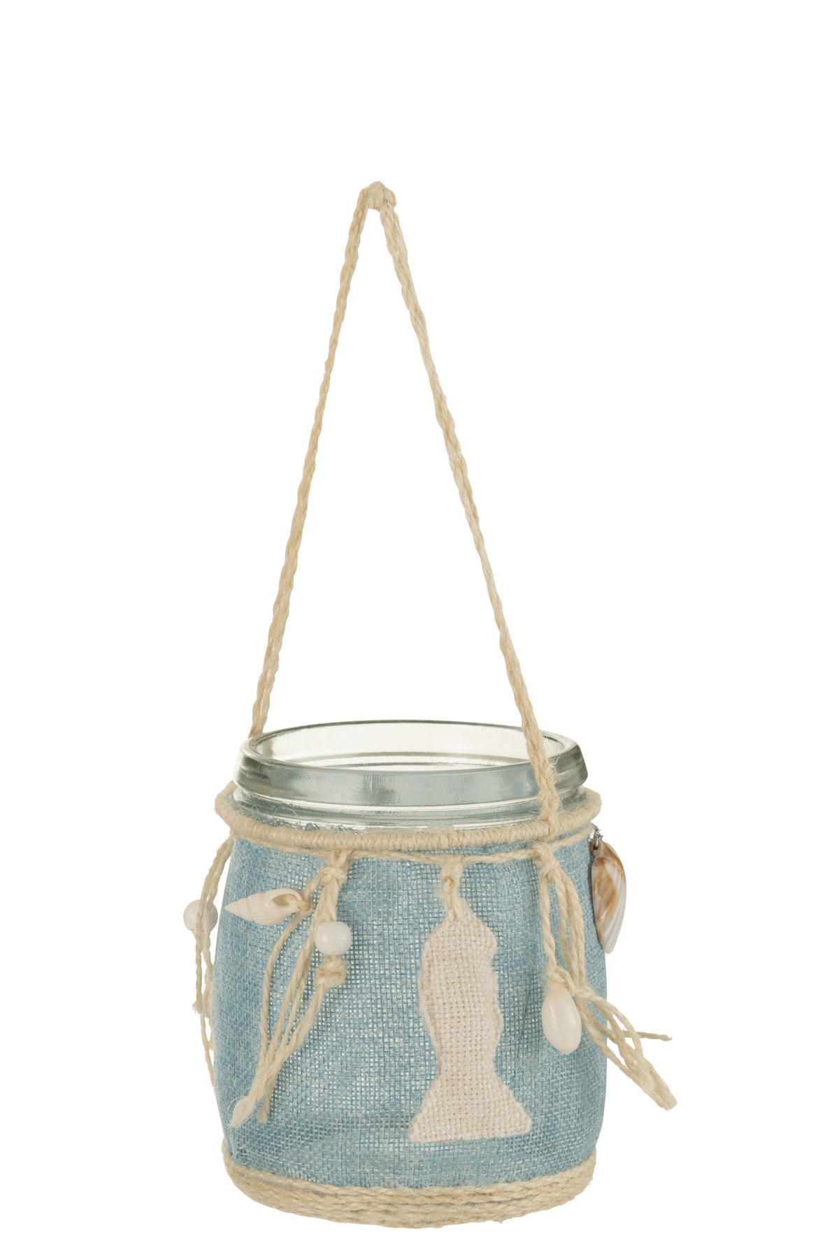 J-Line kaarshouder Zee - glas - blauw/wit