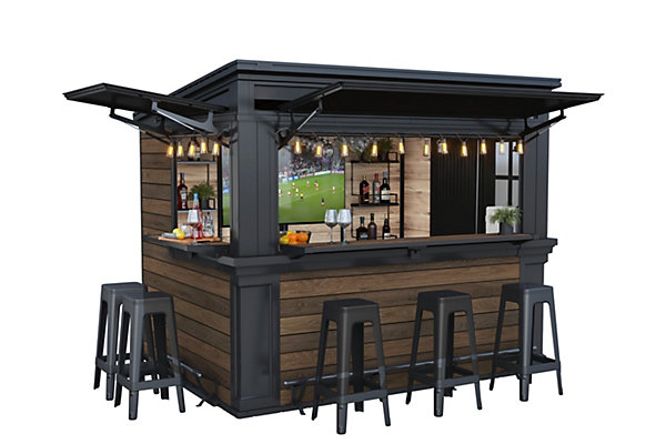 Abri de jardin avec bar en résine Walnut Keter surface extérieure totale 6,9 m²