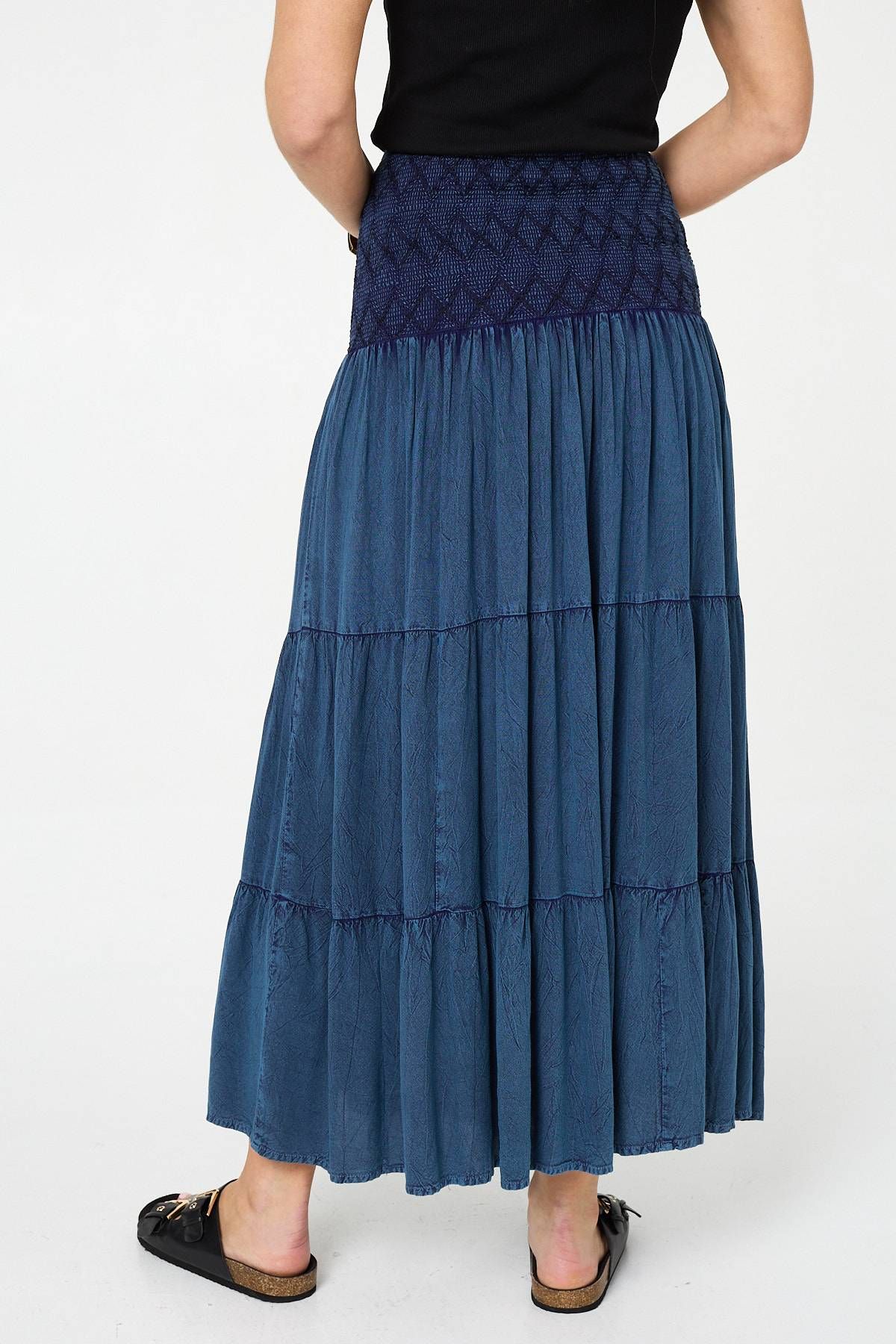 Izabel London Elasticated High Waist Tiered Maxi Skirt