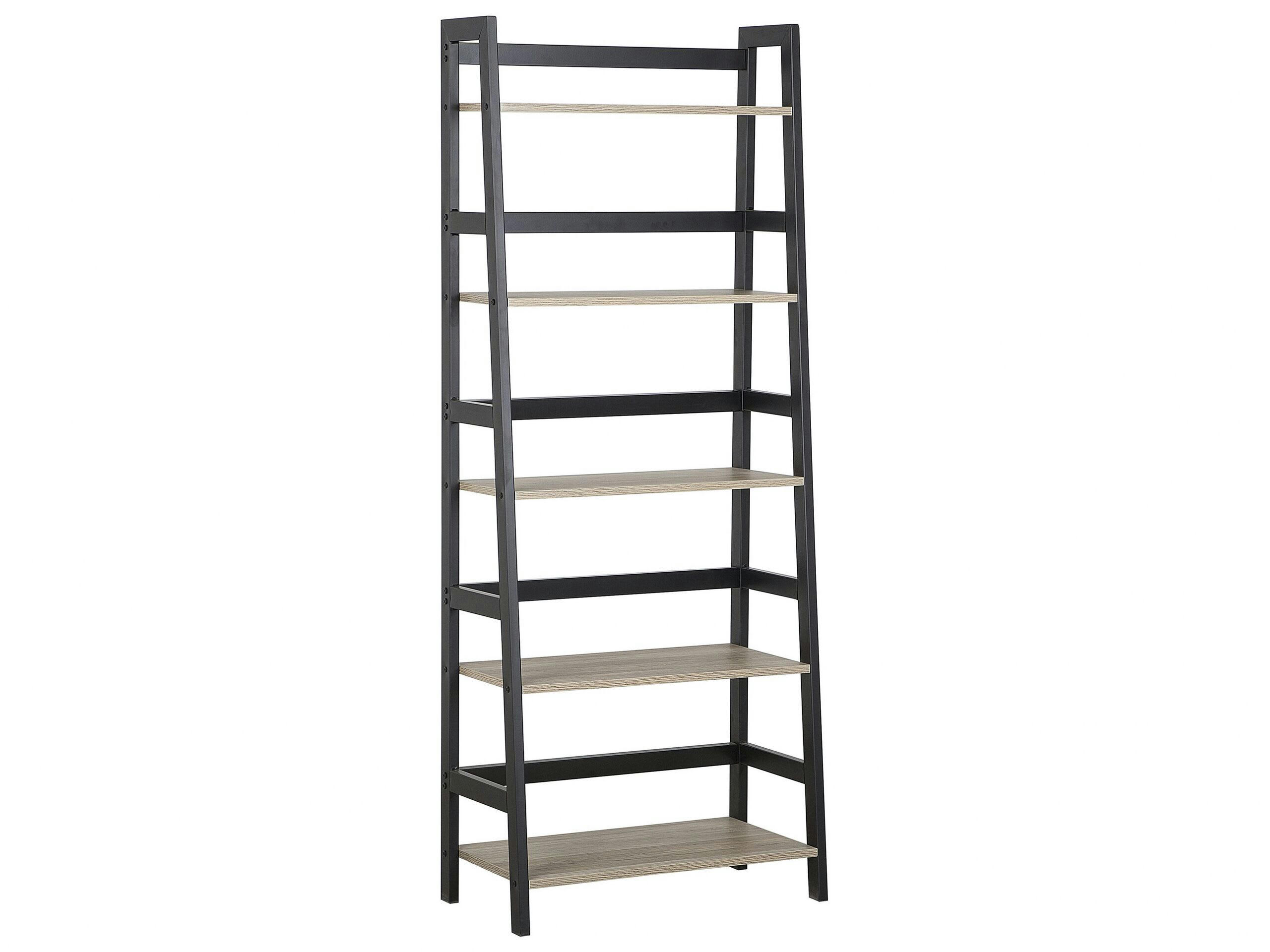 CROYDON - Étagère 5 étages effet bois clair et noir