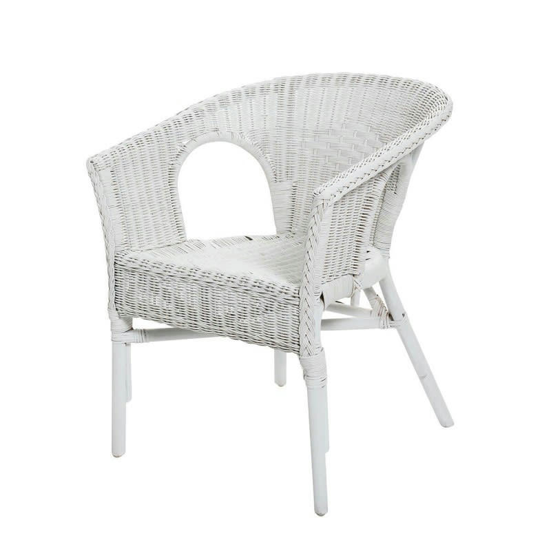 CHRIS - Fauteuil en osier pour salon blanc