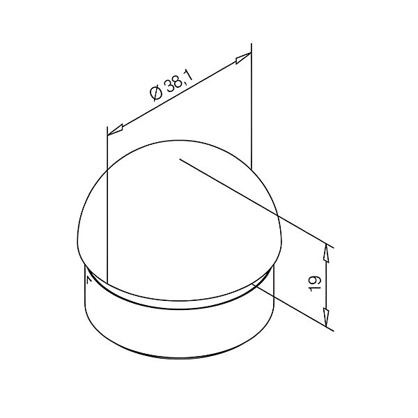 2 x Embout bombé pour tube diam. 38,1 x 1,27 mm - Zamac aspect inox brossé