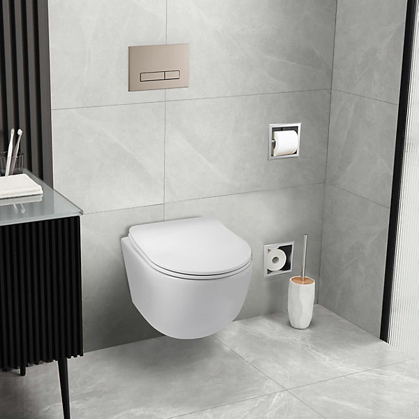 Balneo Plaque de commande WC LXO satinée - plaque encastrée pour bâti-support - double touche 2 fonctions