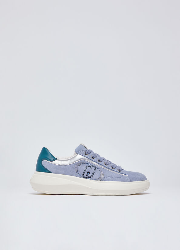 Sneakers in suede con strass