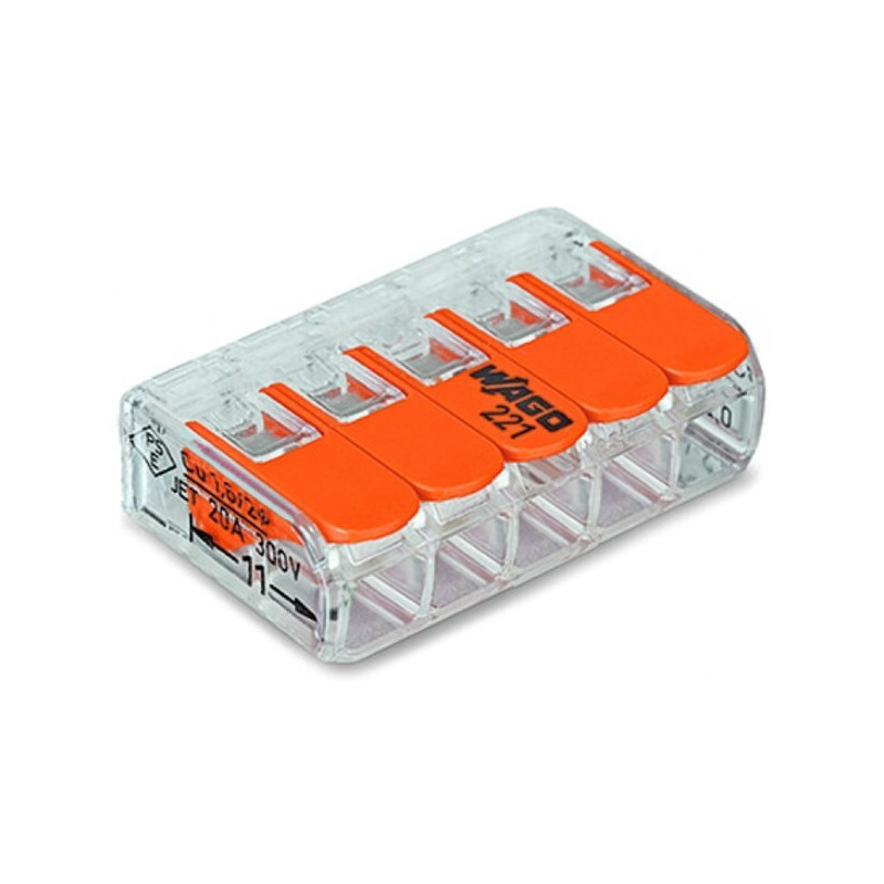 Borne à levier 5 connexions 4 mm² 10 pièces WAGO