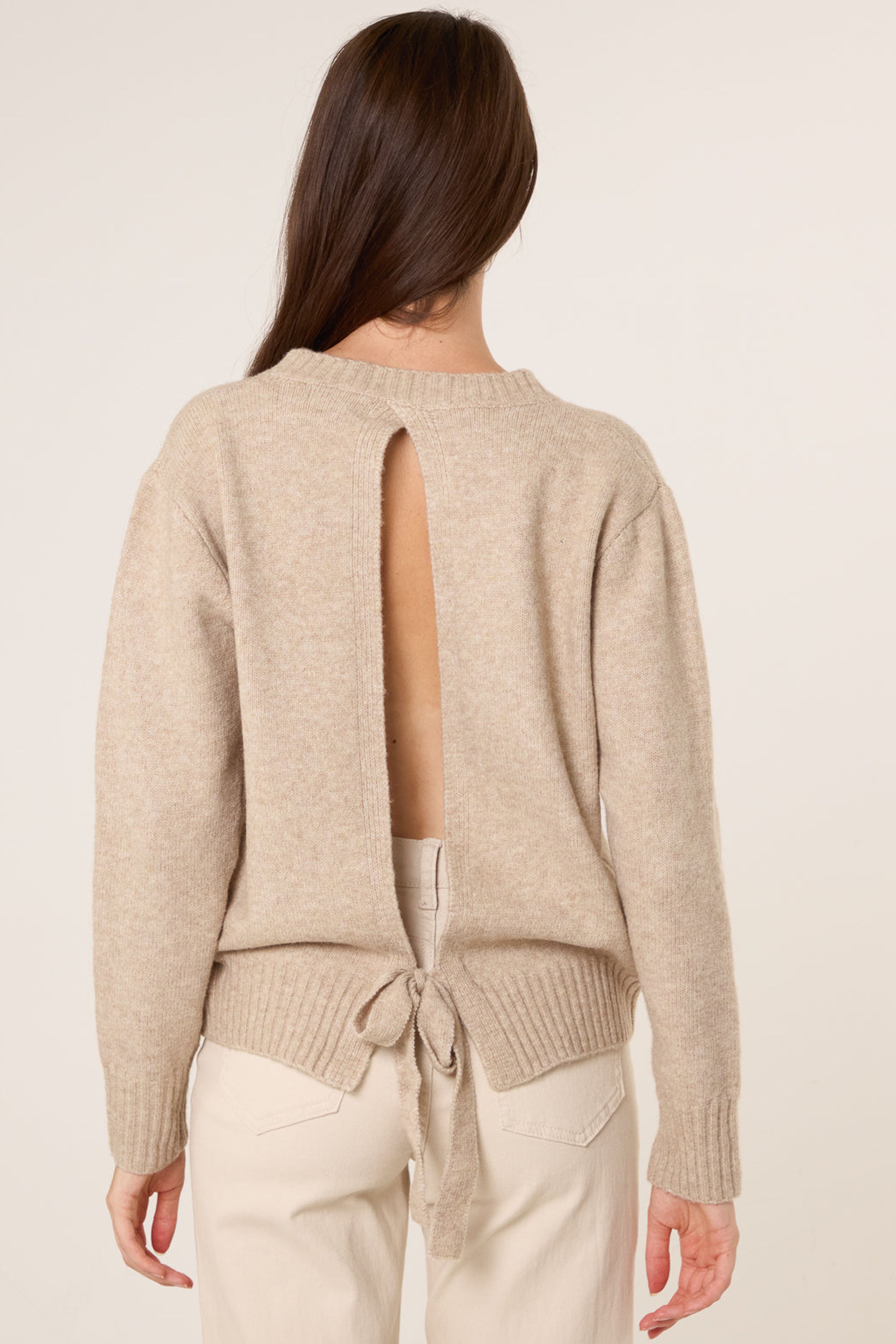 Blue Vanilla Beige Jumper With Open Back Bow Tie