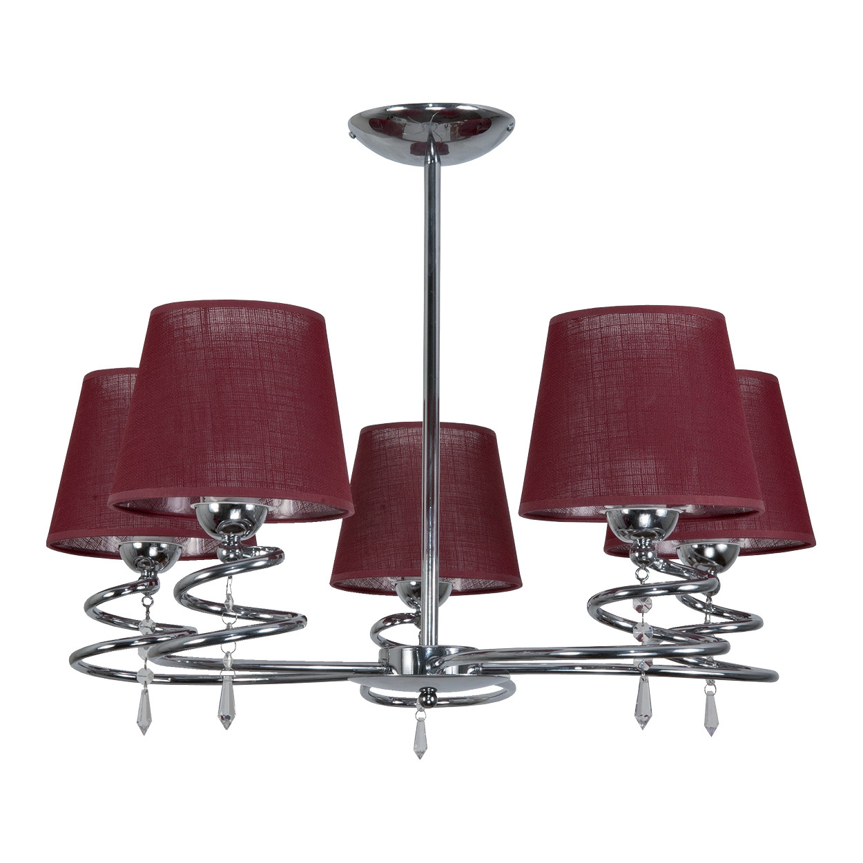 Lampa sufitowa wisząca EDYLIT czerwony abażur 5xE27 QUEEN RED II 12-690