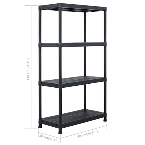 NNEVL Storage Shelf Rack Black 100 kg 60x30x138 cm Plastic