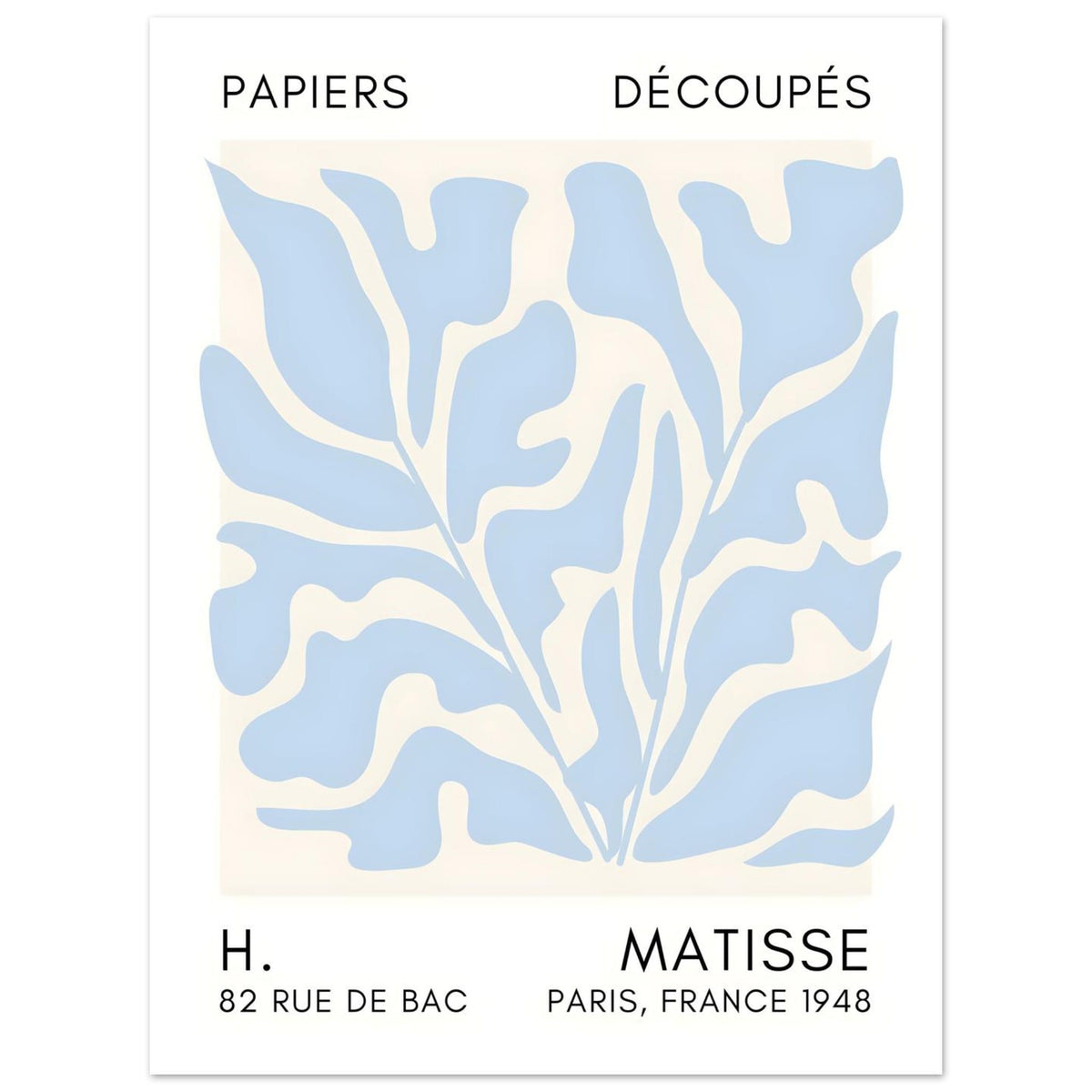 Artfulprints Poster Matisse – Seabed shapes light blue  - 30x40 cm - Blauw