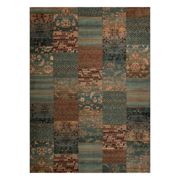 Dywan wełniany KASHQAI 4327 400 Patchwork zielony 80x160 cm