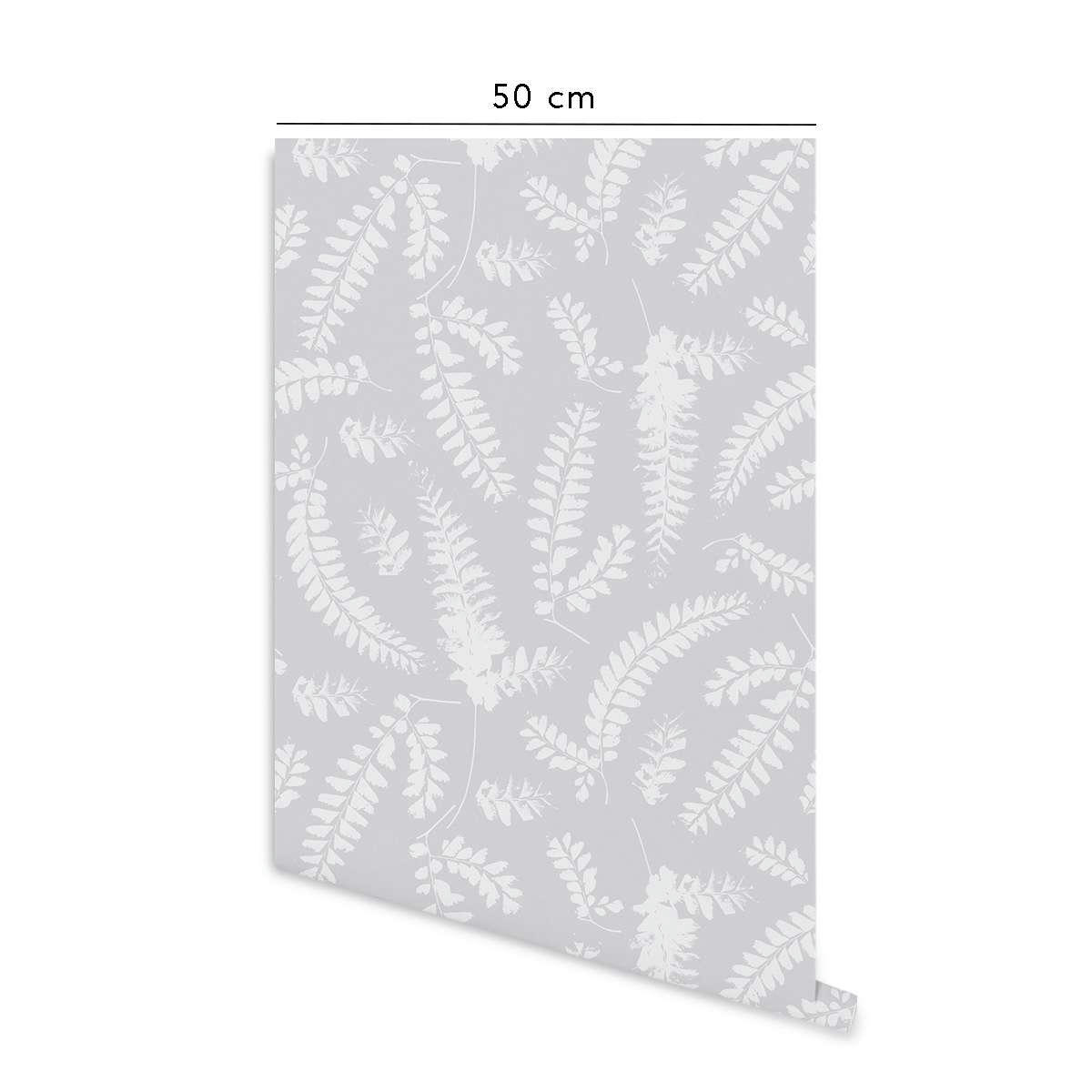 FOLIAGE - Papier peint vinyle adhésif feuillage gris cendré 50x300 cm