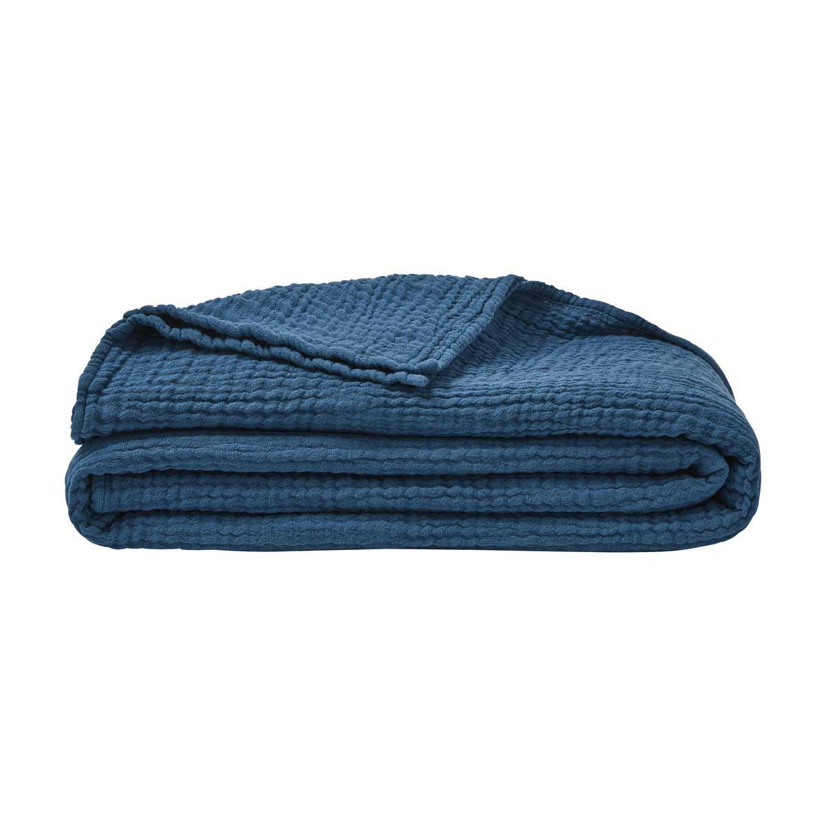 JAZZY - Plaid en gaze de coton pétrole 130x170