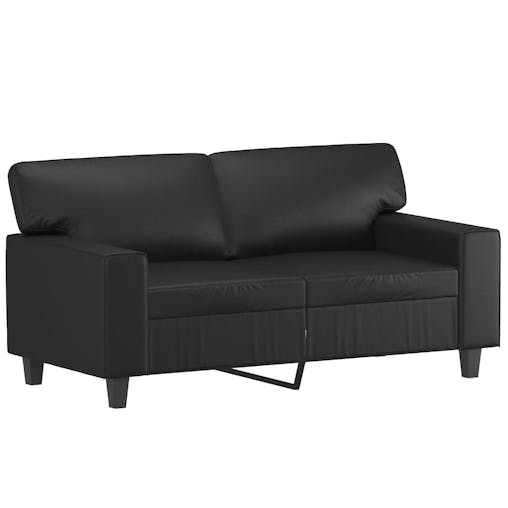 NNEVL 3 Piece Sofa Set with Pillows Black Faux Leather