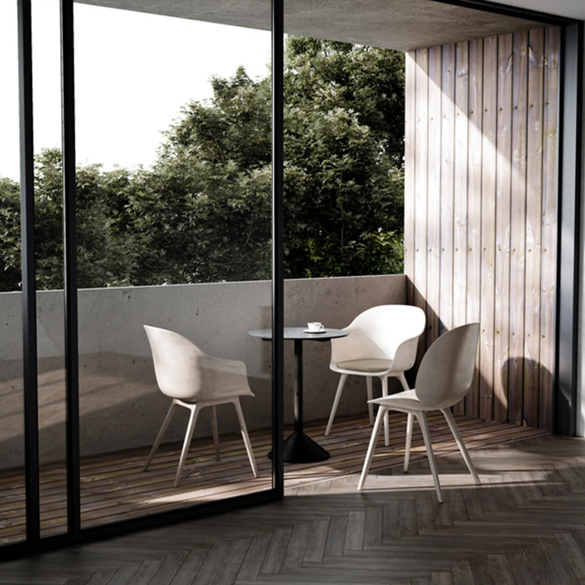 Gubi - Bat Dining Stuhl Outdoor, beige