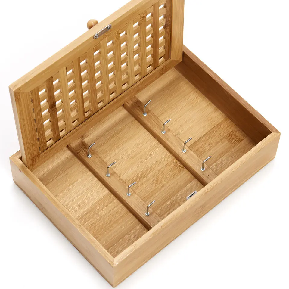 Zeller Sleutelkastje - bruin - bamboehout - 8 haakje - 19 x 27 cm