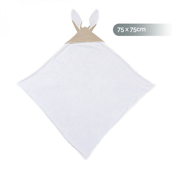 Cape, sortie de bain pour bébé intérieur 100 % coton - 75 x 75 cm - Lapin - Beige - Monsieur Bébé