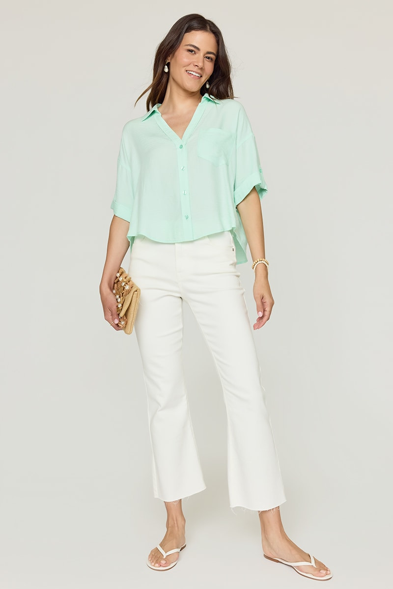 Debby Short Sleeve Button Down Top