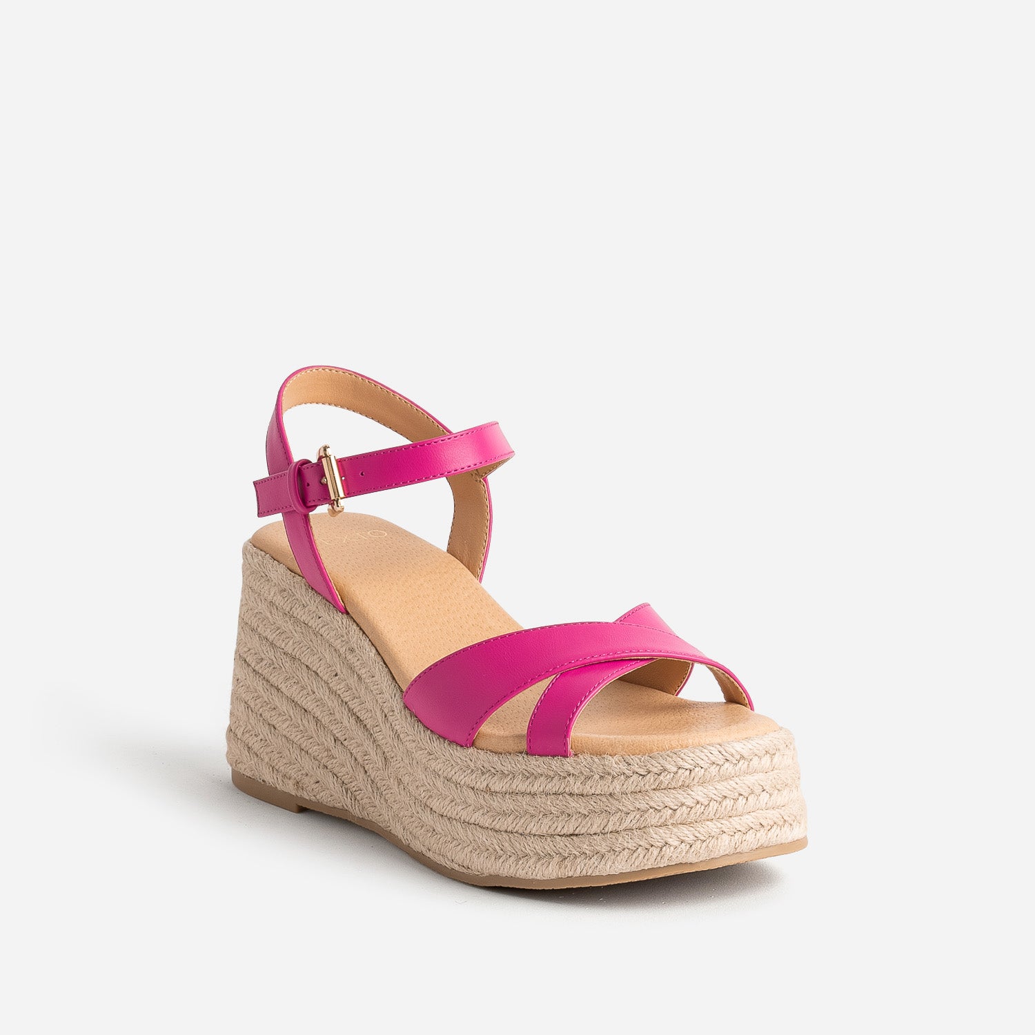 Sandale compensée TEXTO rose fuchsia