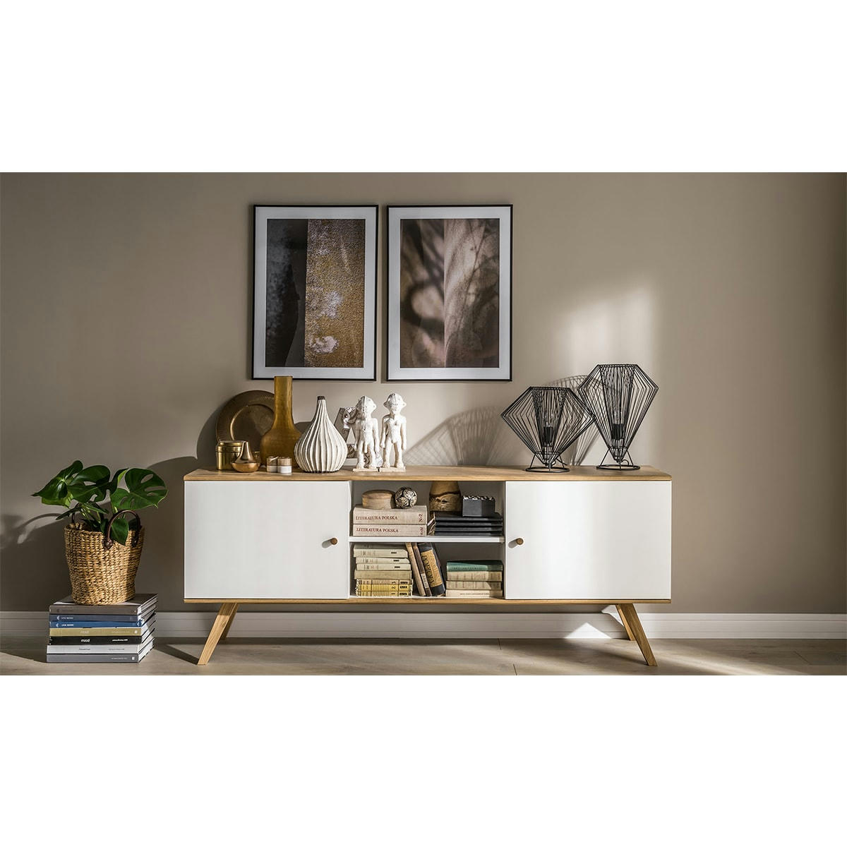 - Buffet long bas 2 portes blanc