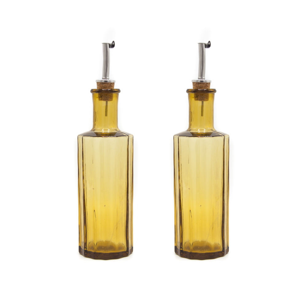 Brût Homeware olie en azijnstel Reed - amber - gerecycled glas