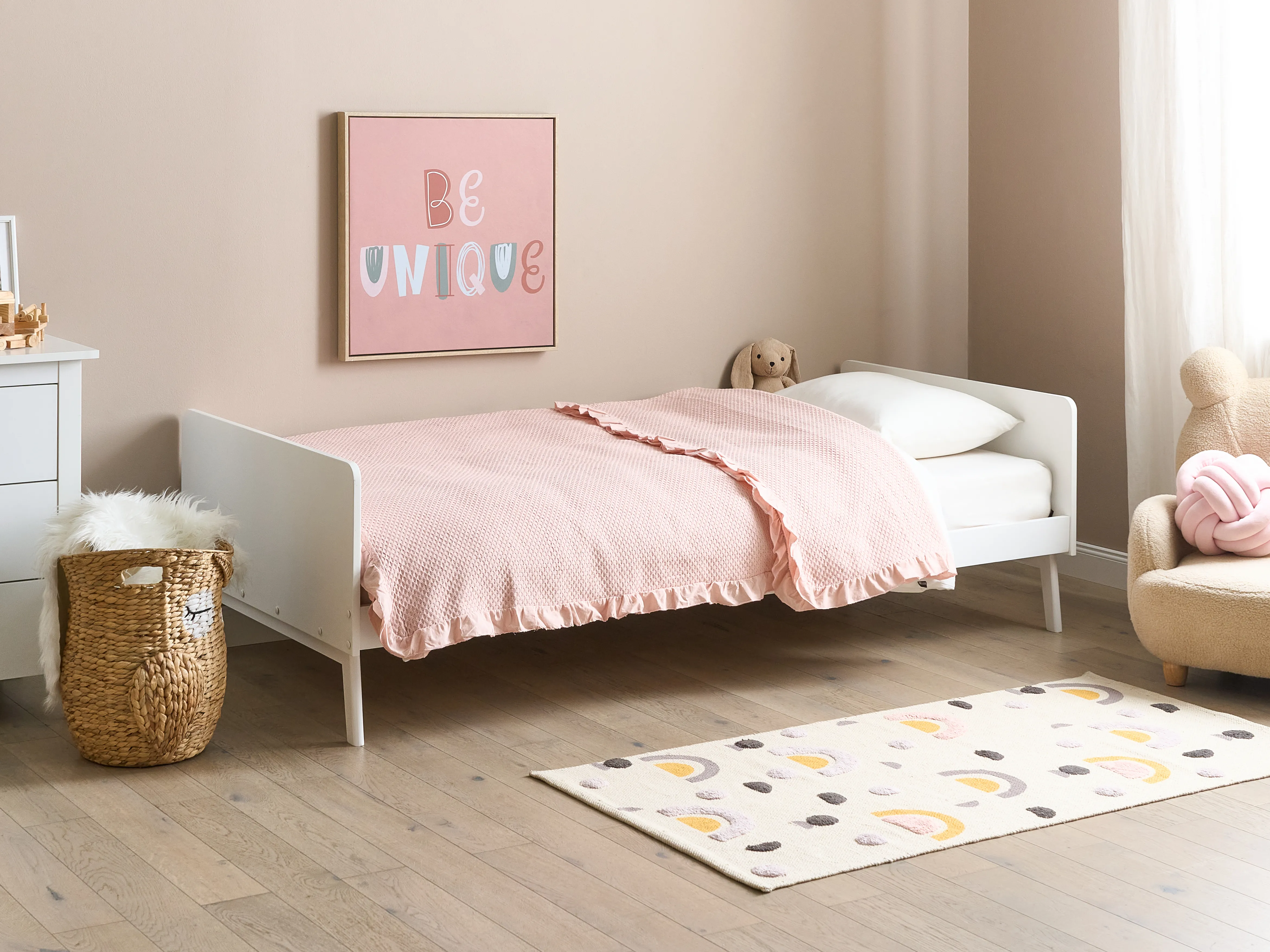 Bed Pine Wood BONNAC 90 x 200 cm (EU Single) White