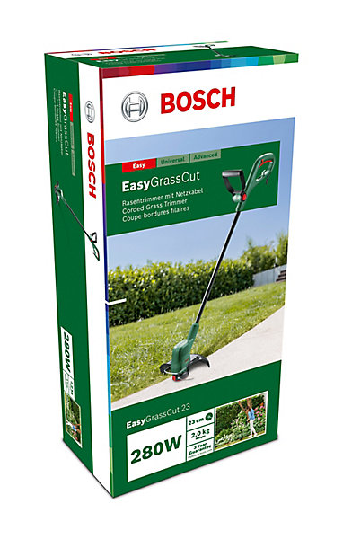 Coupe-bordures filaire 280 W, largeur de coupe avec fil 230 mm, Bosch EasyGrassCut 23