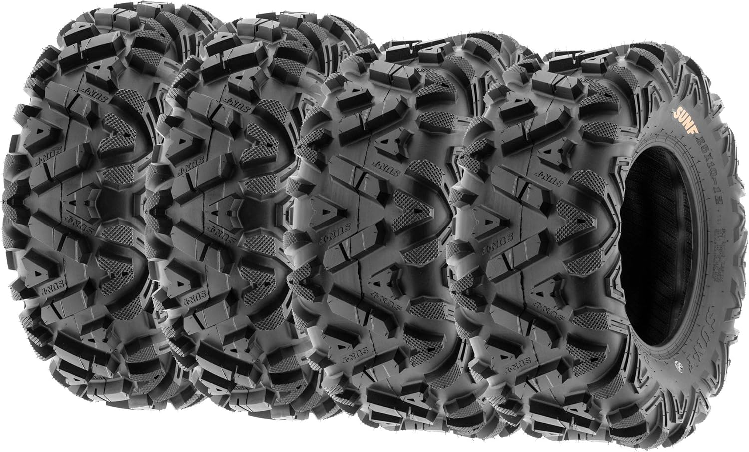 Set of 4 ATV UTV all-terrain Tires 25x8-12 Front  25x10-12 Rear, 6 PR, Tubeless A033(27x9-12  27x11-12)
