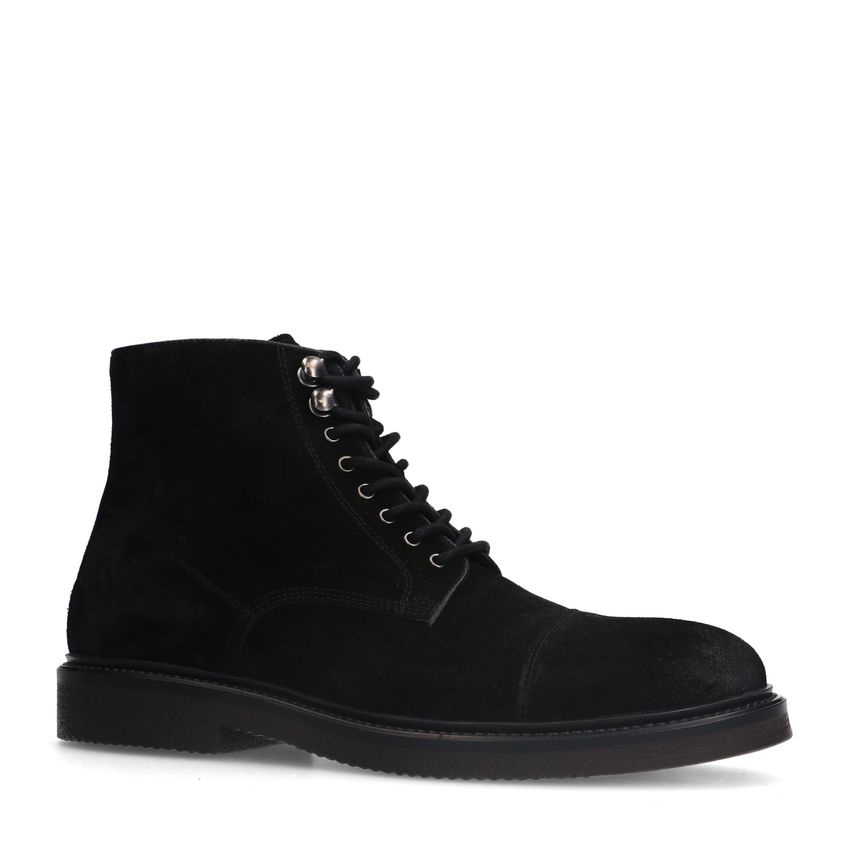 Manfield Zwarte suède veterboots