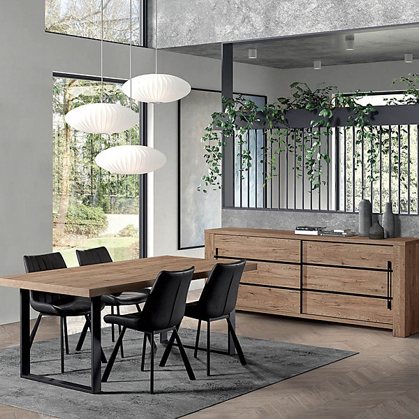 NILLA - Buffet 2 Portes Coulissantes Aspect Bois
