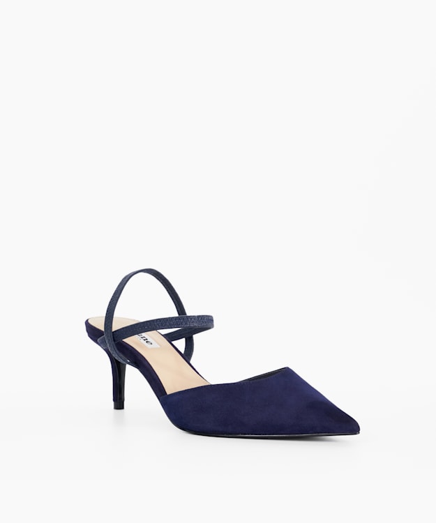 Classical Navy - Suede Slingback Courts
