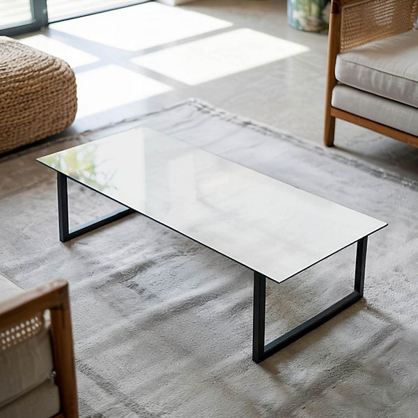 Dessus de table en verre trempé Wallfluent 125x50 cm Couleur blanche lisse