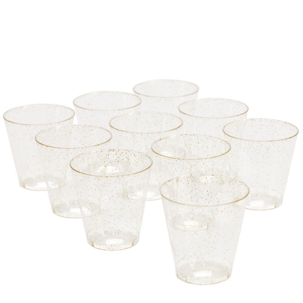 Verrine plastique réutilisable x10 carrée dorée pailletée 3x3xH5cm