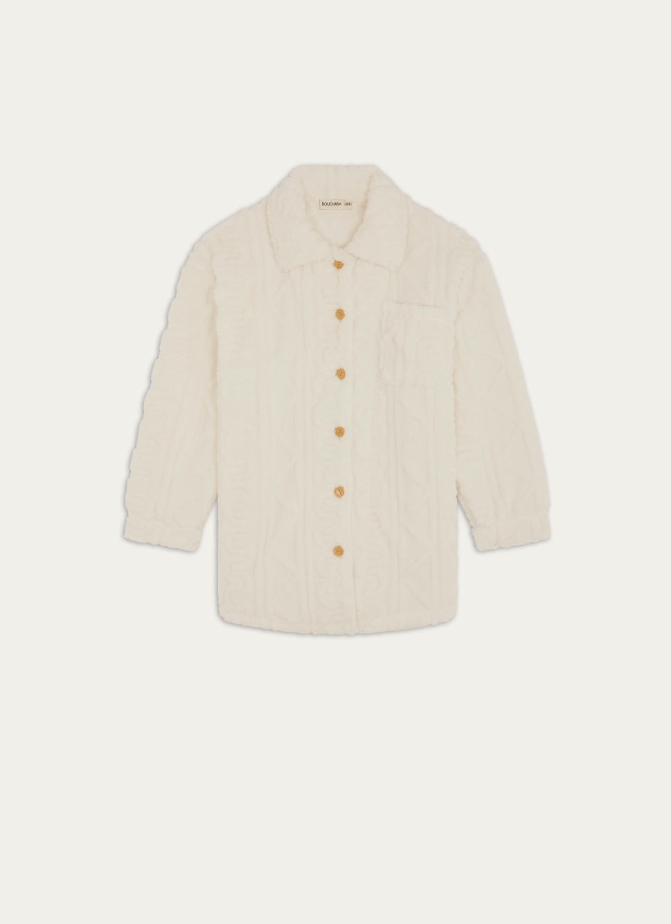 VESTE EN POLAIRE AVEC MOTIFS EMBOSSÉS TORSY ÉCRU