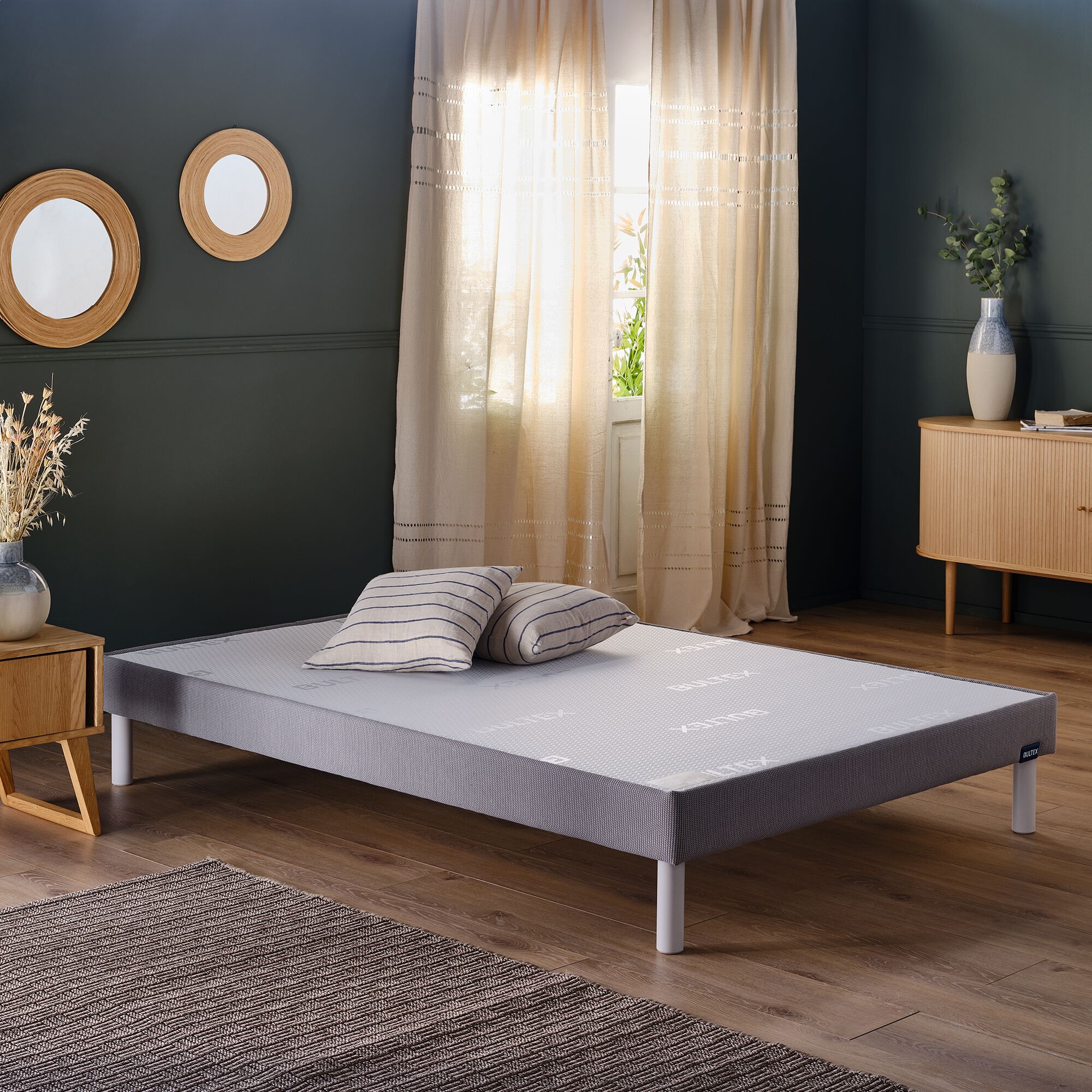 CASA - Sommier tapissier Bultex 140x190cm - gris foncé