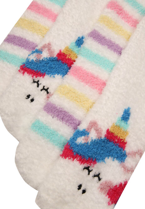 Girls 2pk White Rainbow Unicorn Marshmallow Socks